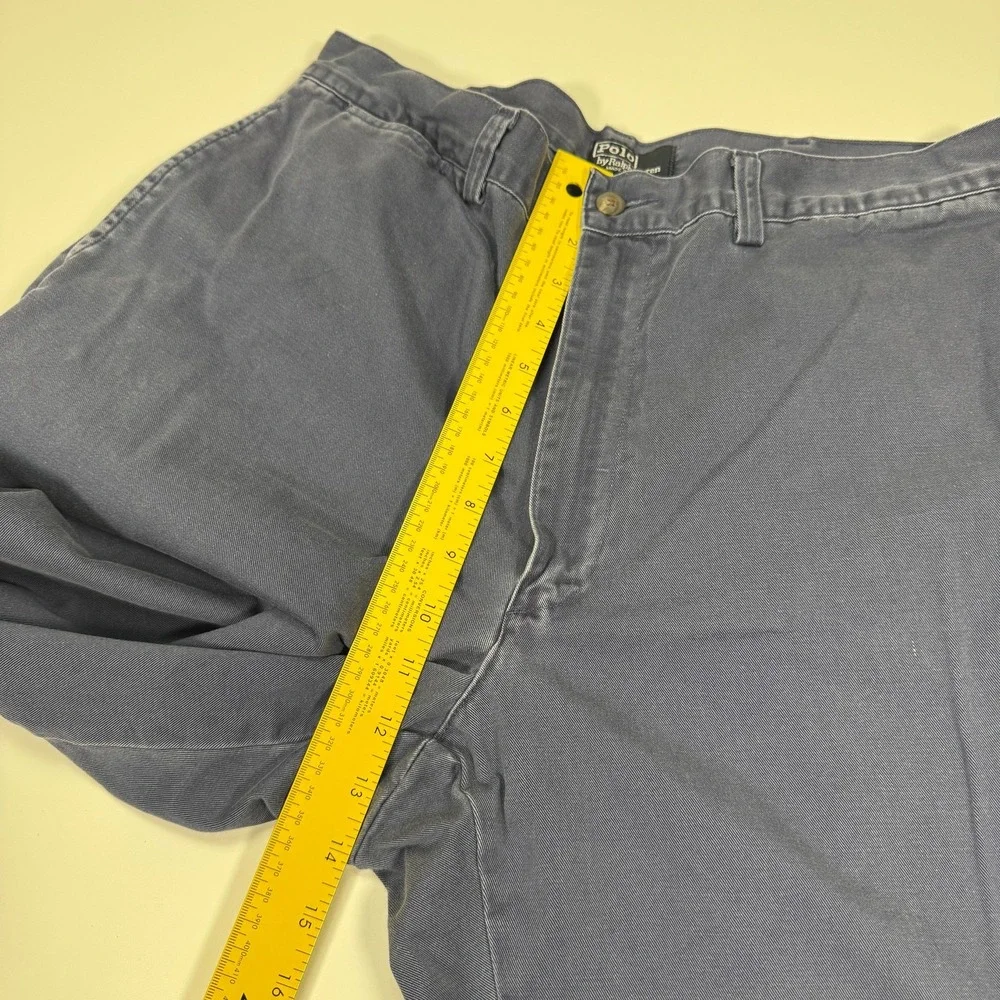 VTG Polo Ralph Lauren Chino Pants Mens 35x32 Navy Blue Faded Relaxed 90s USA
